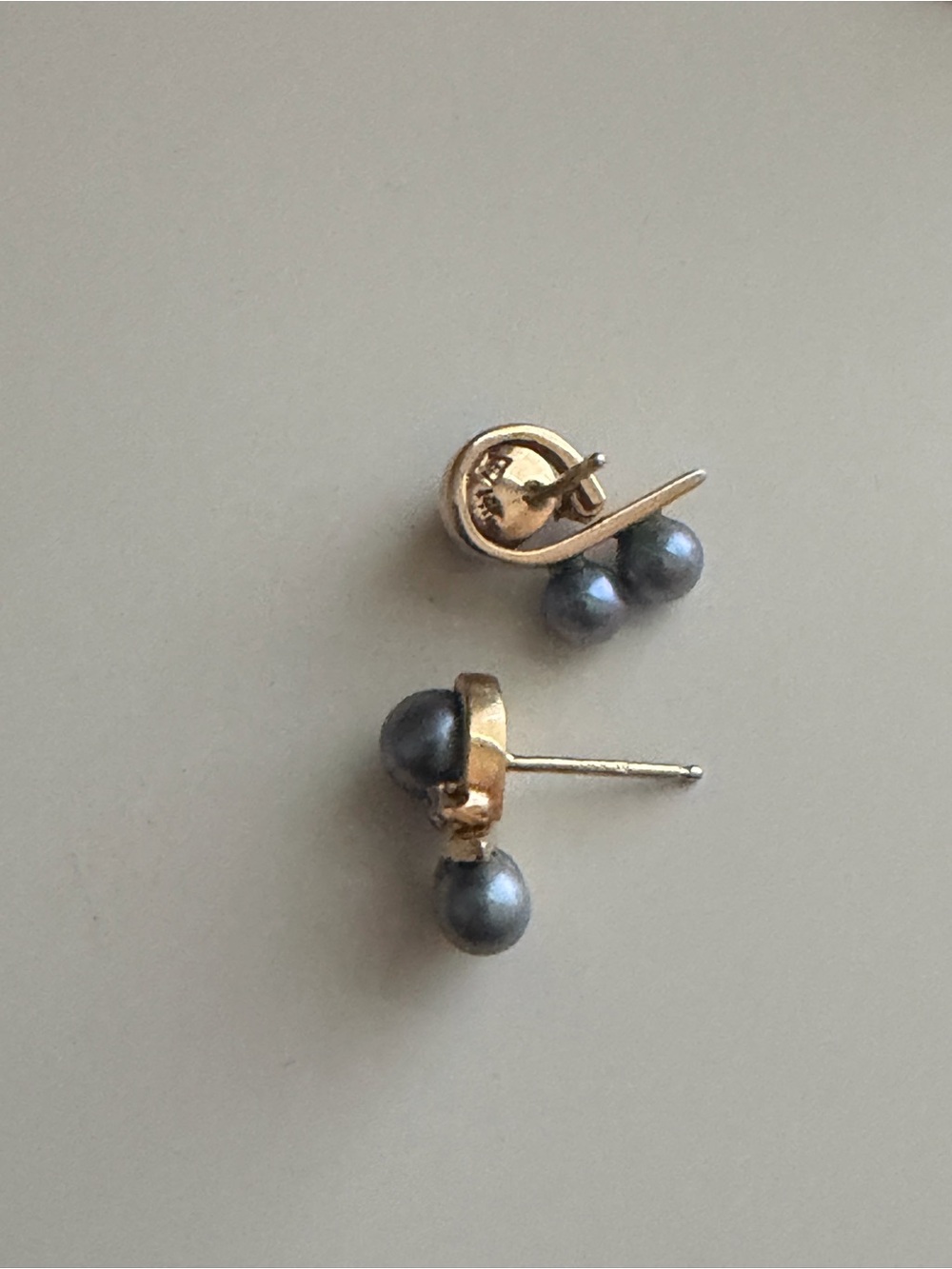 14k Blue Pearls Stud Earrings - Picture 4 of 8